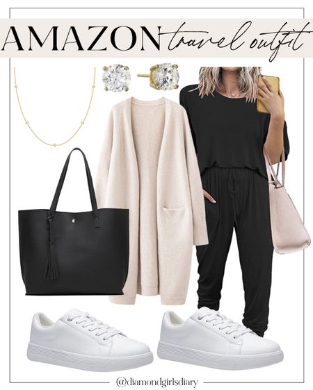 Amazon Travel Outfit | Travel Look | Travel Fashion | Cardigan | White Sneakers | Tote Bag 

#LTKstyletip #LTKunder50 #LTKshoecrush