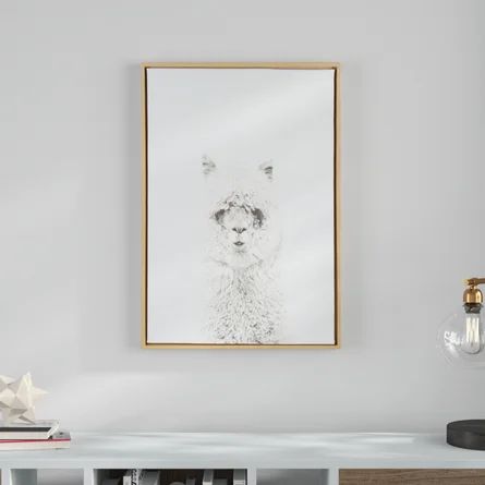 Audel Hairy Alpaca Black and White Animal Framed Photographic Print on Canvas | Wayfair Professional