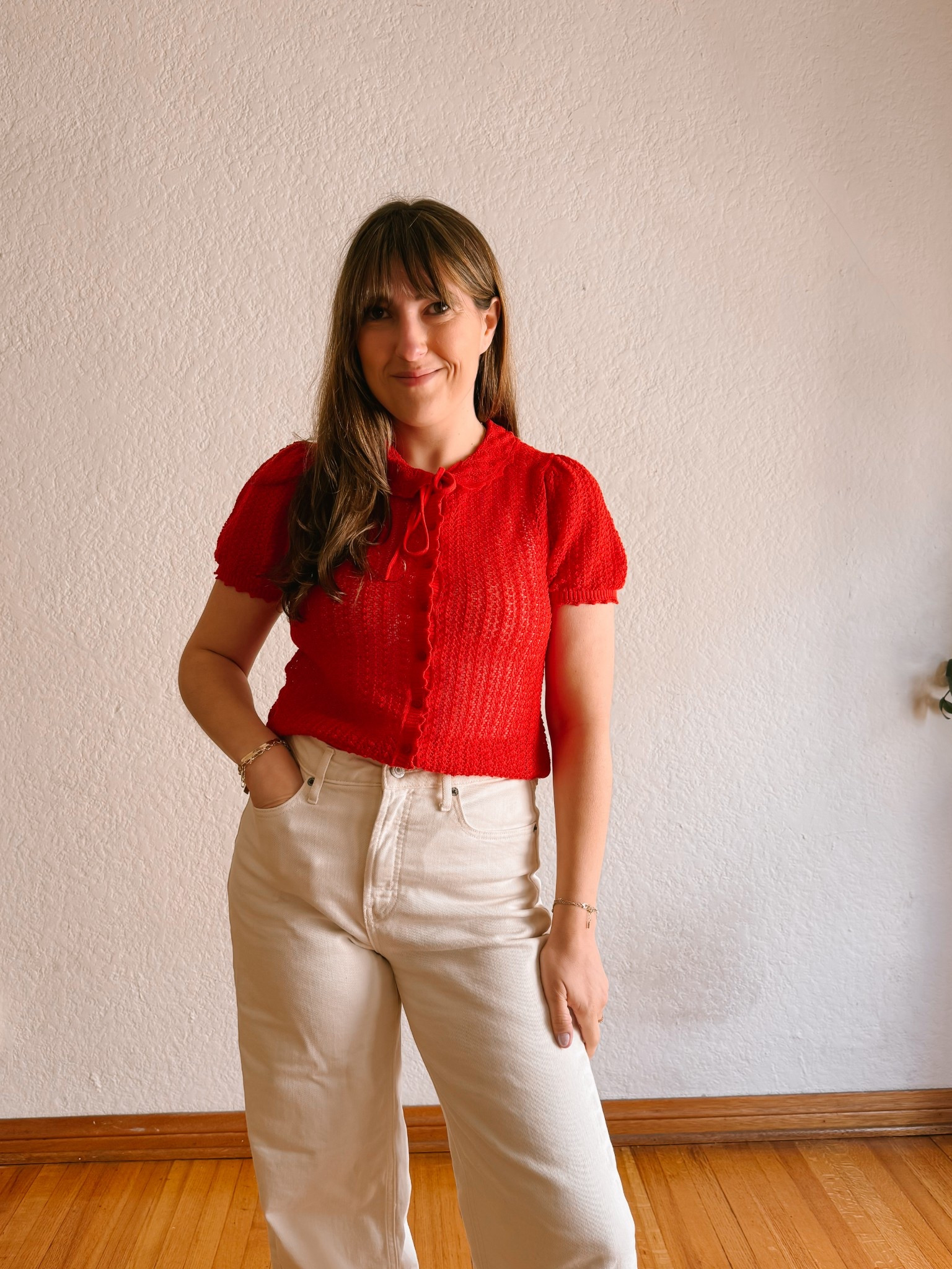 Gap x Doen red cardigan size small