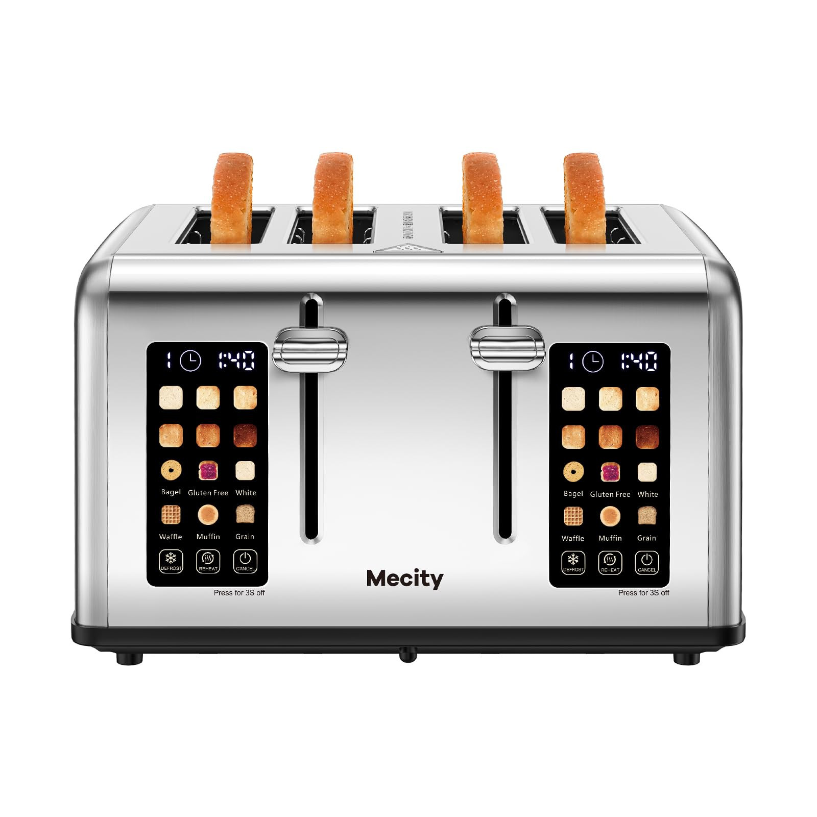 Mecity 4 Slice Toaster with Touch Screen Control, 4 Wide Slots, Stainless Steel Smart Bread Toast... | Amazon (US)