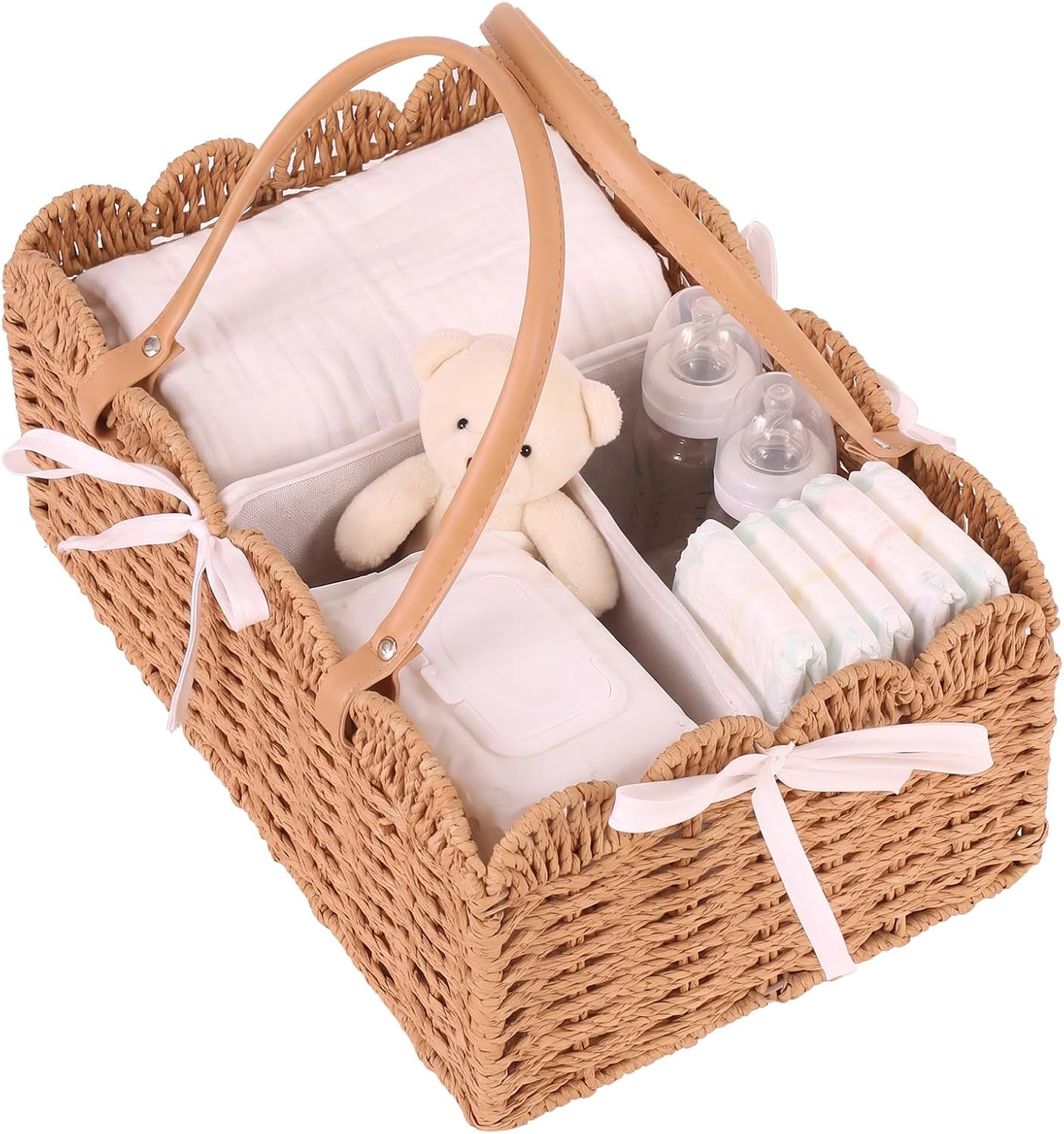 Baby Diaper Caddy,Storage Baskets Nursery Bin with Removable Divider | Amazon (US)