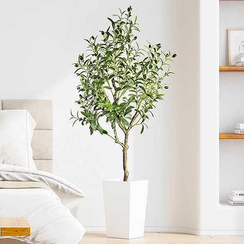 YOLEO Artificial Olive Tree 4FT Tall Faux Silk Plant for Home Office Indoor Decor Fake Olive Tree with Lifelike Olive Leaves | Amazon (US)