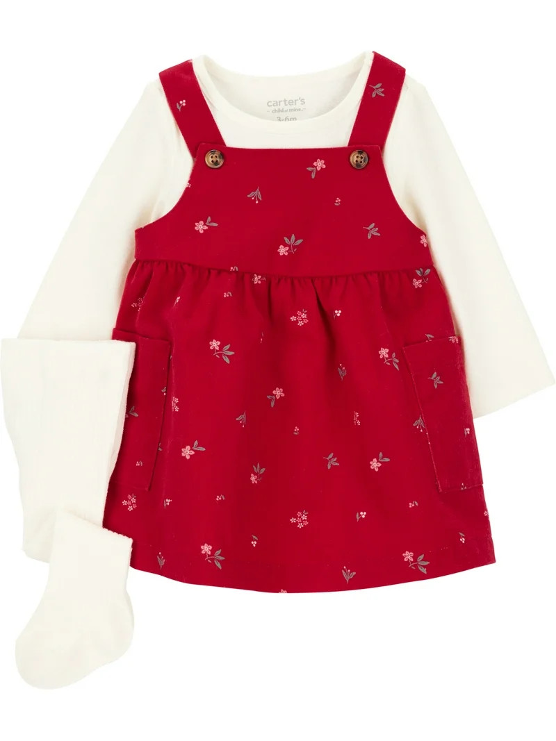 Carter's Child of Mine Baby and Toddler Girl Holiday Dress Set, 3-Piece, Sizes 0/3-24 Months | Walmart (US)