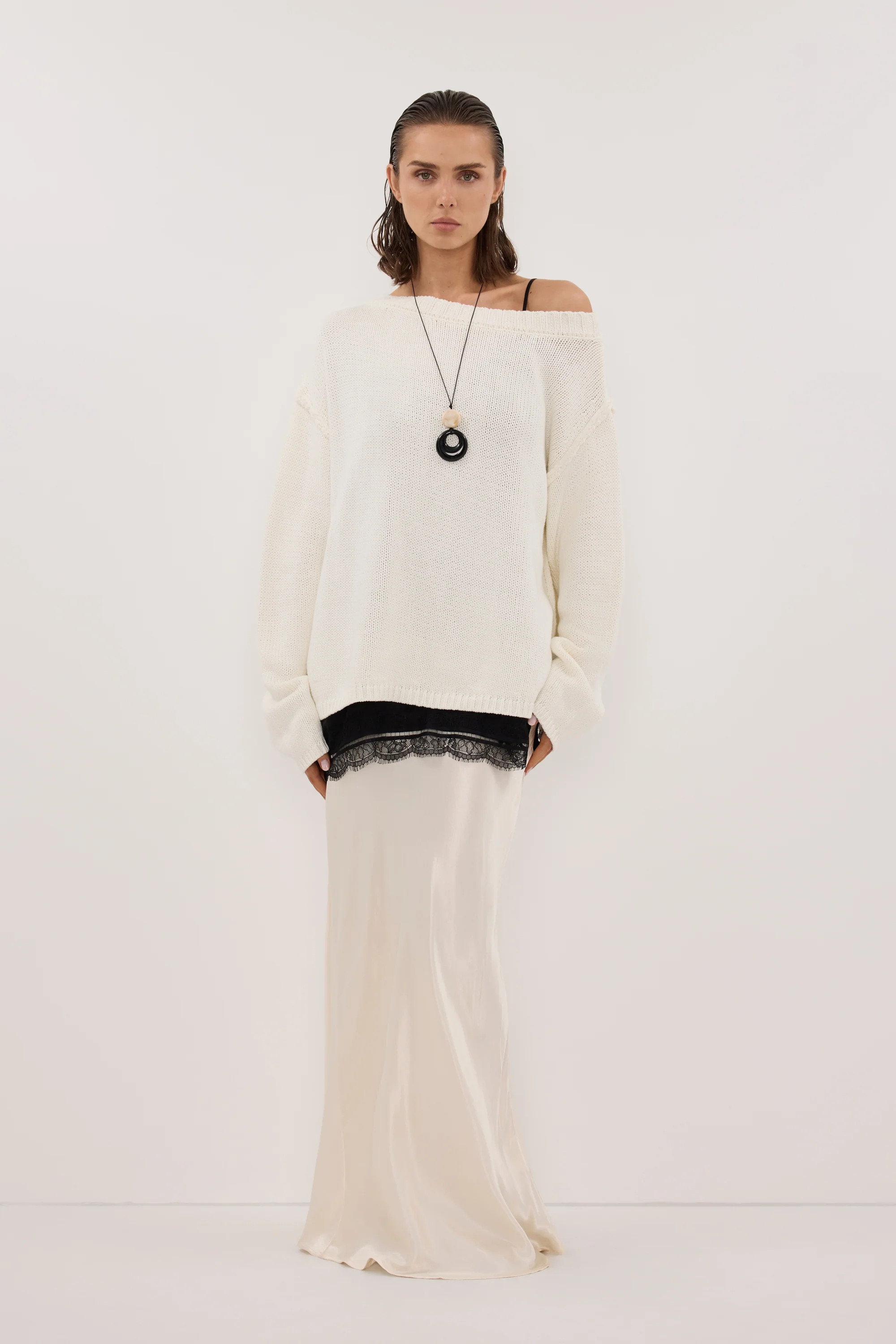 LEISLE CREAM ASYM KNIT JUMPER | DISSH