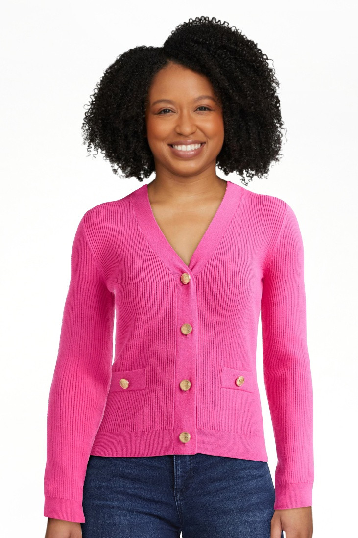 Sofia Jeans Women's and Women's Plus Ribbed Button Cardigan, Lightweight, Size XS-4X | Walmart (US)