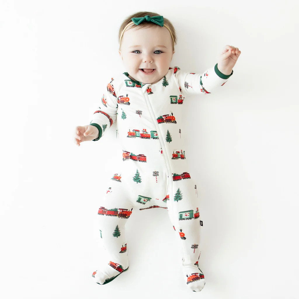 Zippered Footie in Holiday Train | Kyte BABY