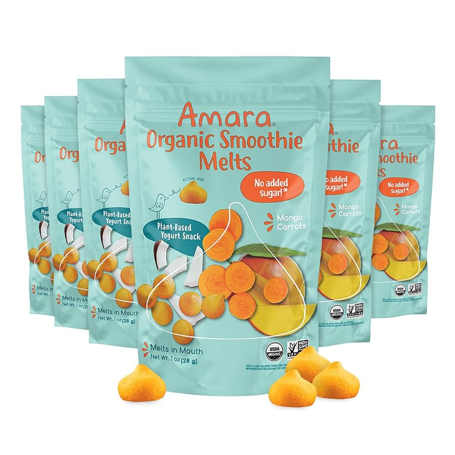 Amara Smoothie Melts - Mango Carrot - Baby Snacks Made With Fruits and Vegetables - Healthy Toddl... | Amazon (US)