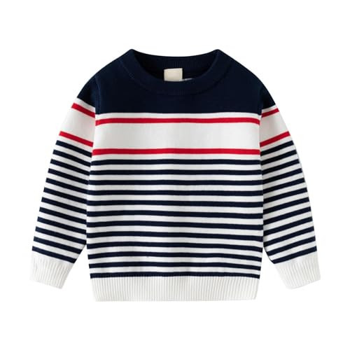 Baby Toddler Striped Crewneck Sweaters Girls Boys Long Sleeve Cozy Pullover Kids Knitted Tops for 2-10 Years | Amazon (US)