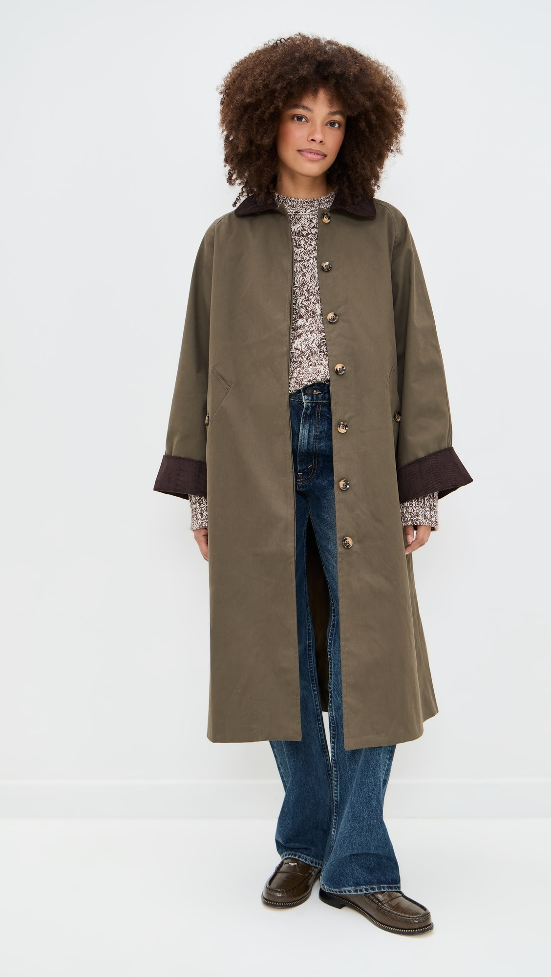 Corduroy Detail Trench Coat | Shopbop