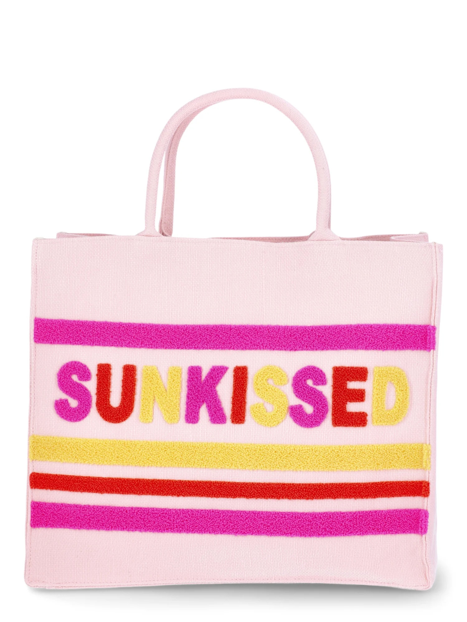 No Boundaries Burlap Tote Bag, Sunkissed Pink, Women’s | Walmart (US)