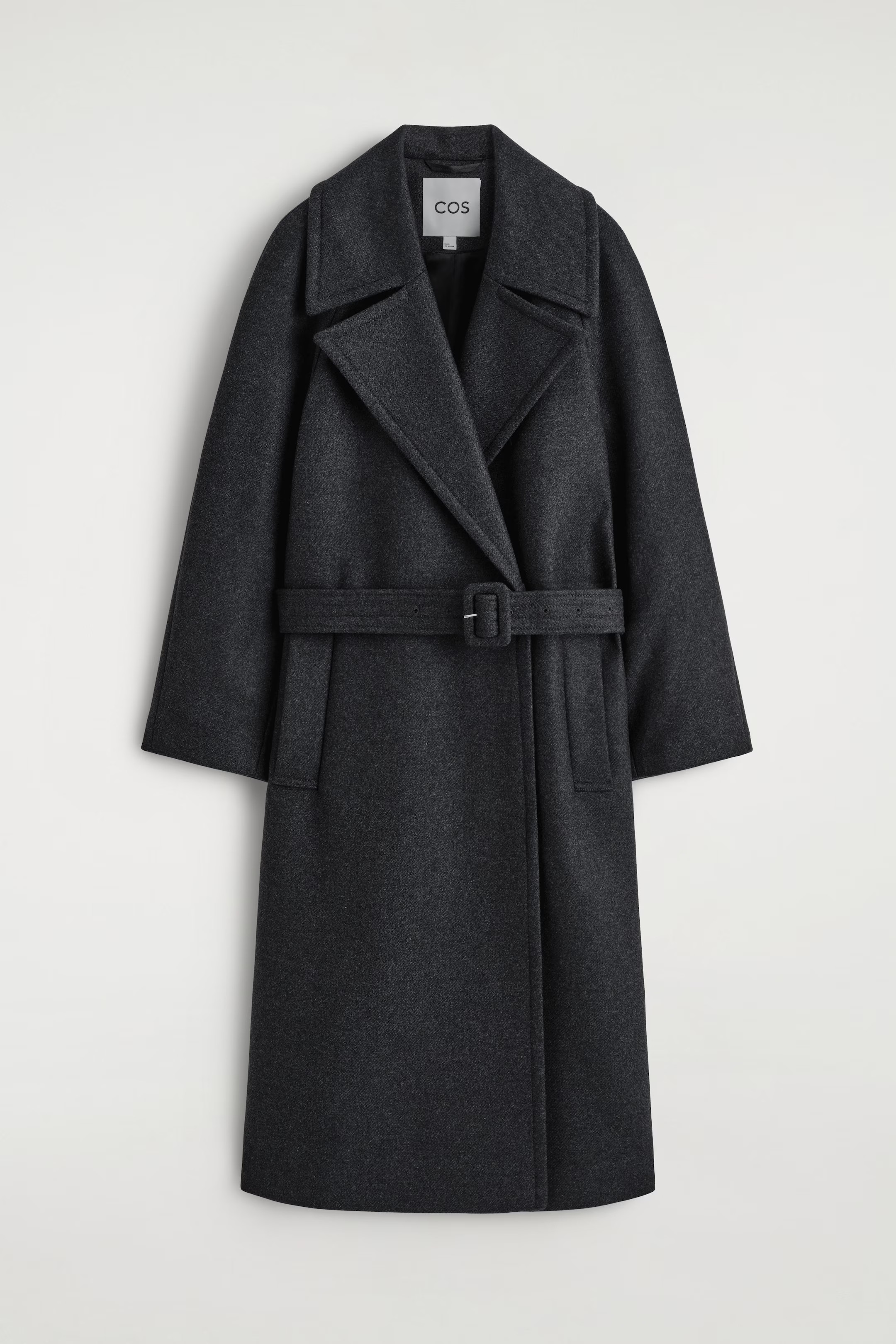 TAILORED BELTED WOOL-TWILL COAT - CHARCOAL | COS GB | COS UK