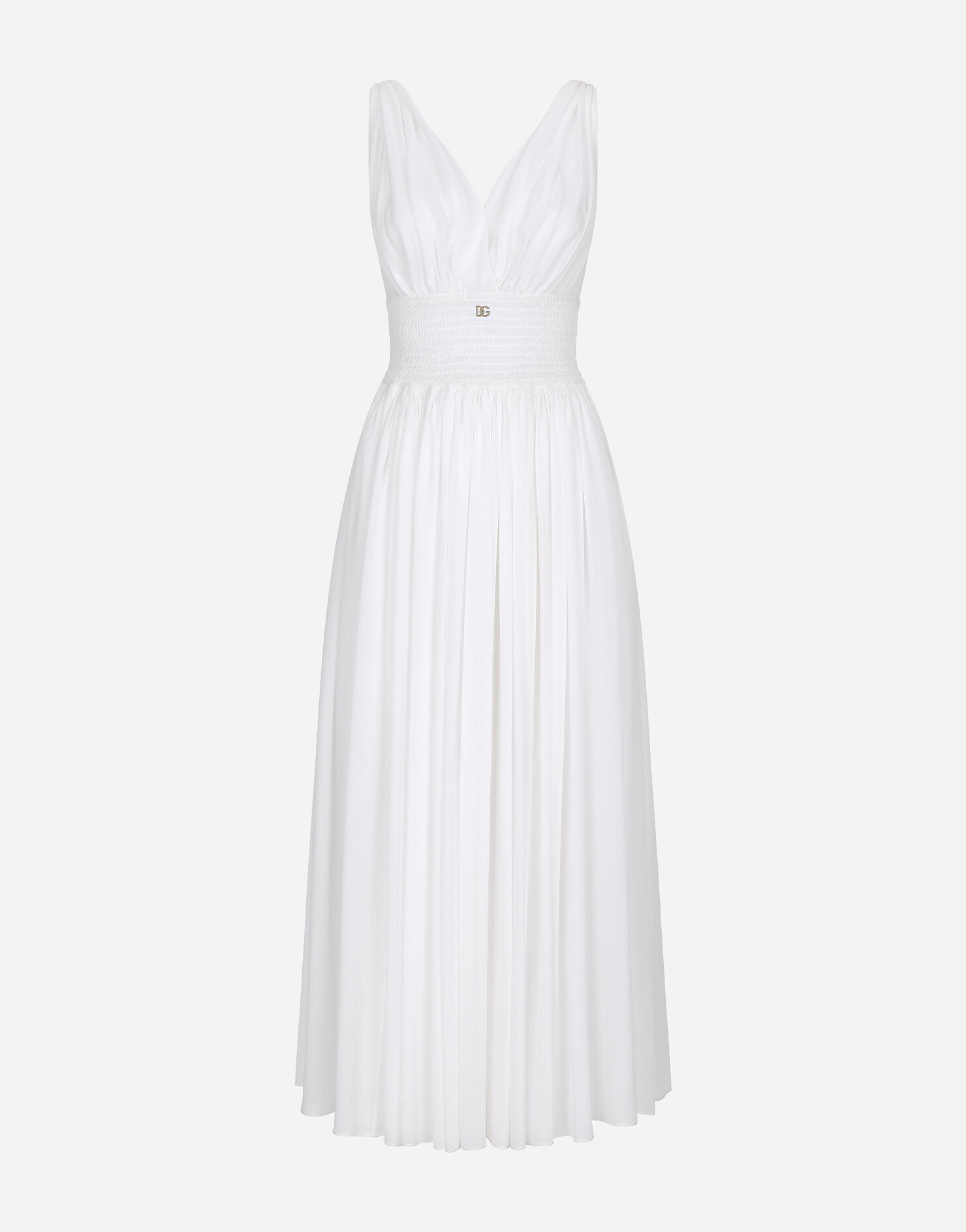 V-neck midi dress in silk georgette | Dolce & Gabbana US