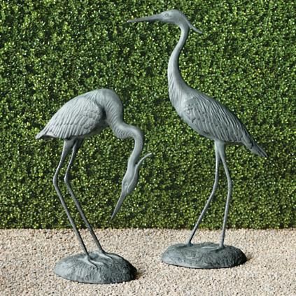 Verdigris Heron Sculptures | Frontgate