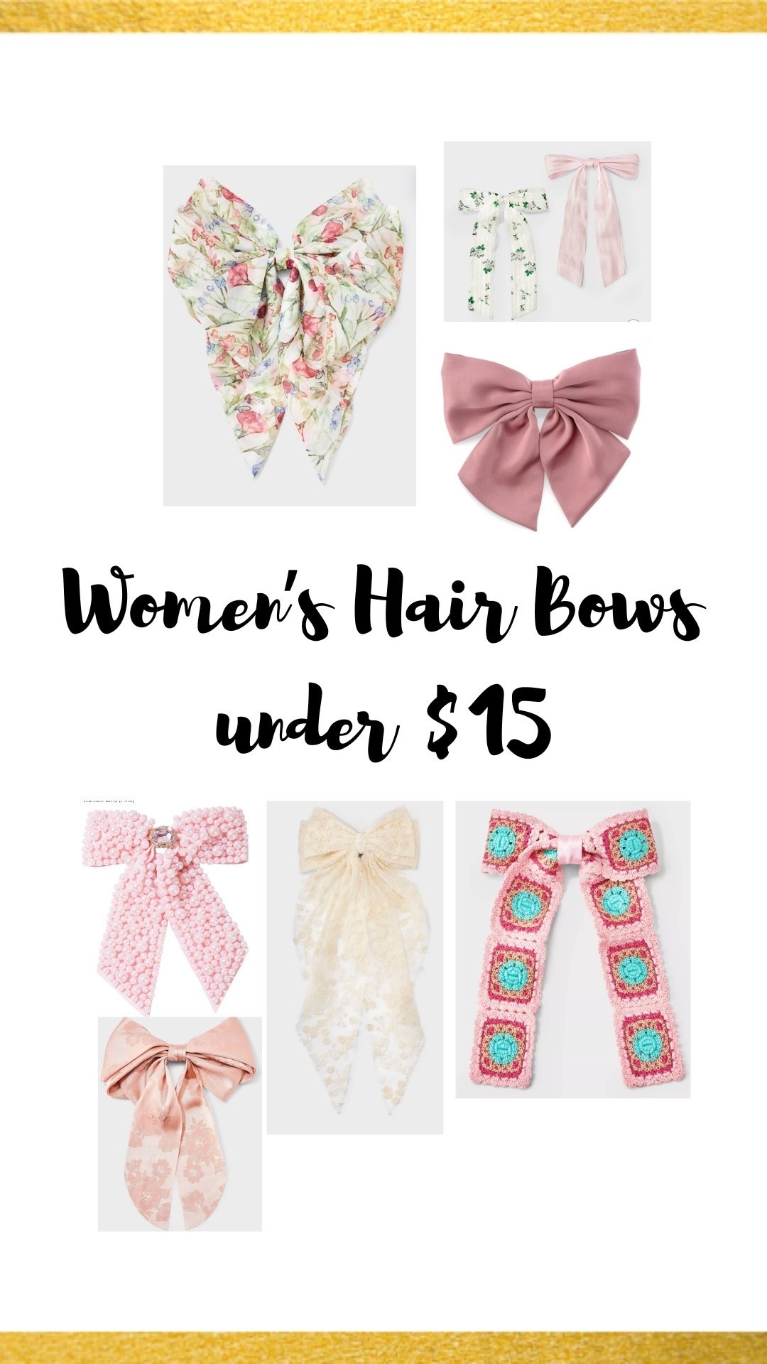 Women’s Hair Bows under $15!

Hair bows • bows • hair accessories • hair bows under $15 • affordable hair accessories 

#LTKdayinmylife #LTKgrwm #LTKSaleAlert