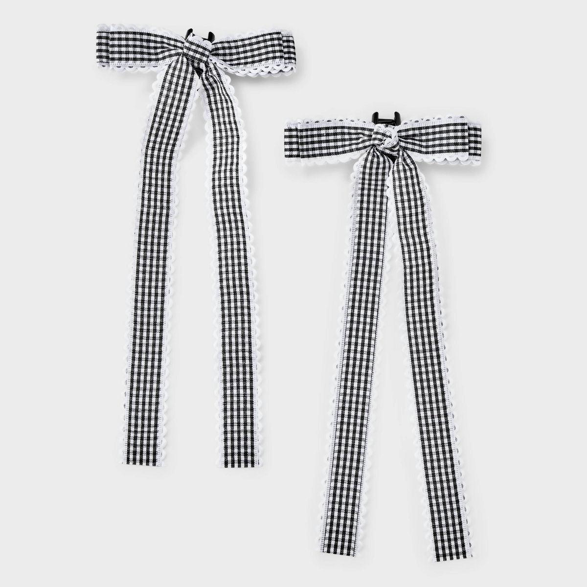 Girls' 2pk Gingham Bow Claw Clip Set - art class™ Black/White | Target