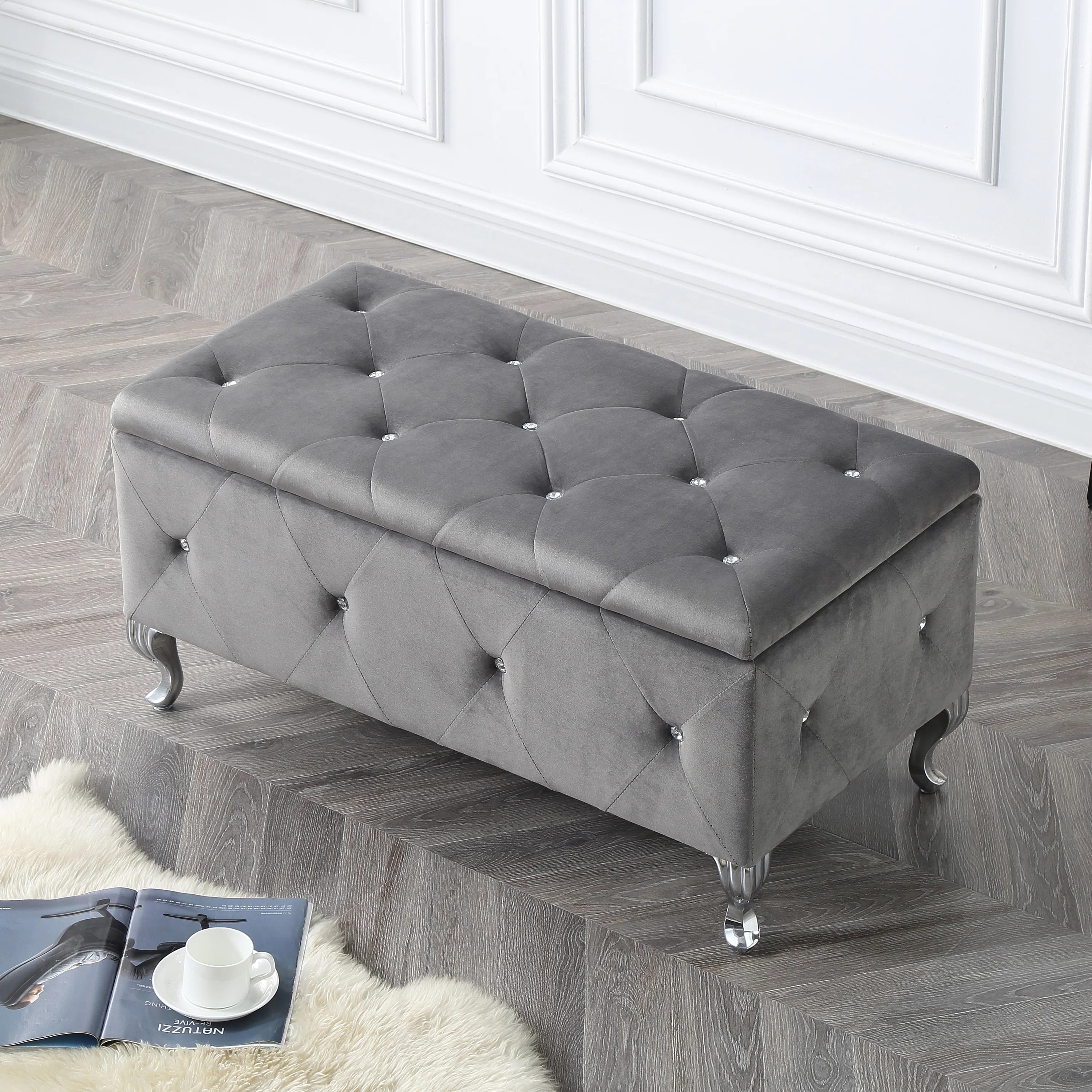 House of Hampton® Victoria Velvet Flip Top Storage Bench & Reviews | Wayfair | Wayfair North America