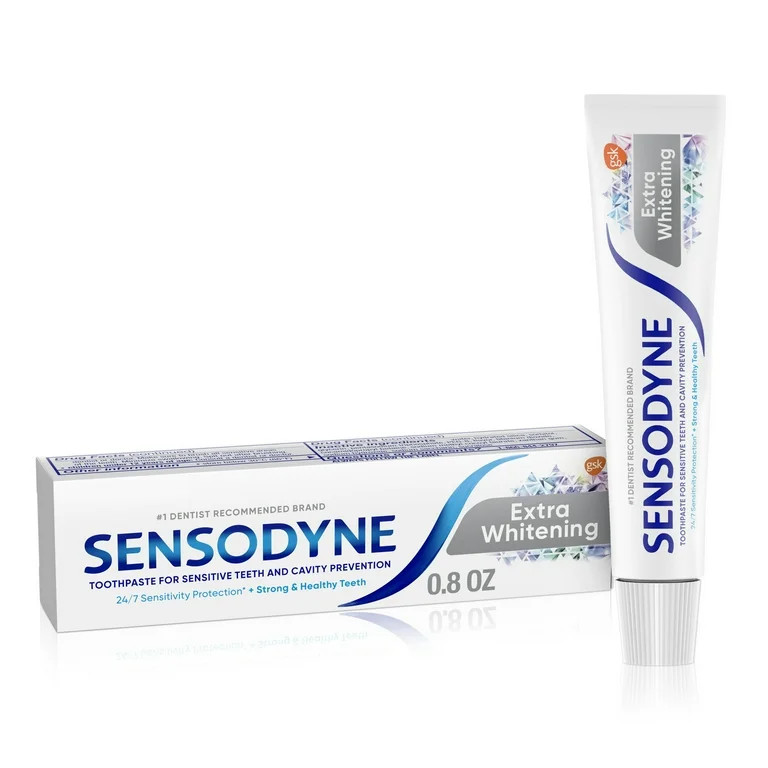 Sensodyne Extra Whitening Sensitive Toothpaste, 0.8oz, Unflavored | Walmart (US)