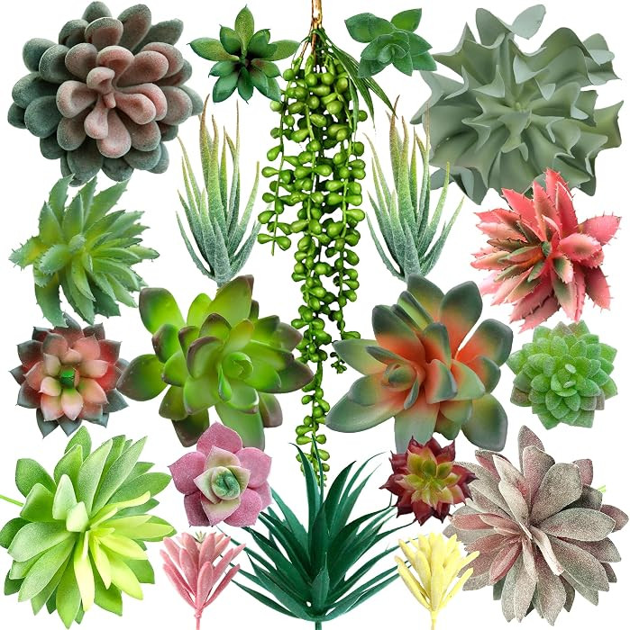 DECOROUS Fake Succulents Unpotted - 20 Pack - Realistic Succulent Plants Artificial - Large Faux ... | Amazon (US)