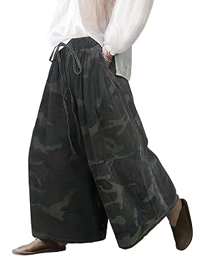 UQJE Women's Wide Leg Baggy Jeans Plus Size Loose Elastic Waist Denim Pants with Deep Pockets Lig... | Amazon (US)