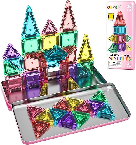 ORZbb Mini Magnetic Tiles Toddler Travel Essentials Set with Case, Magnetic Blocks Building Monte... | Amazon (US)