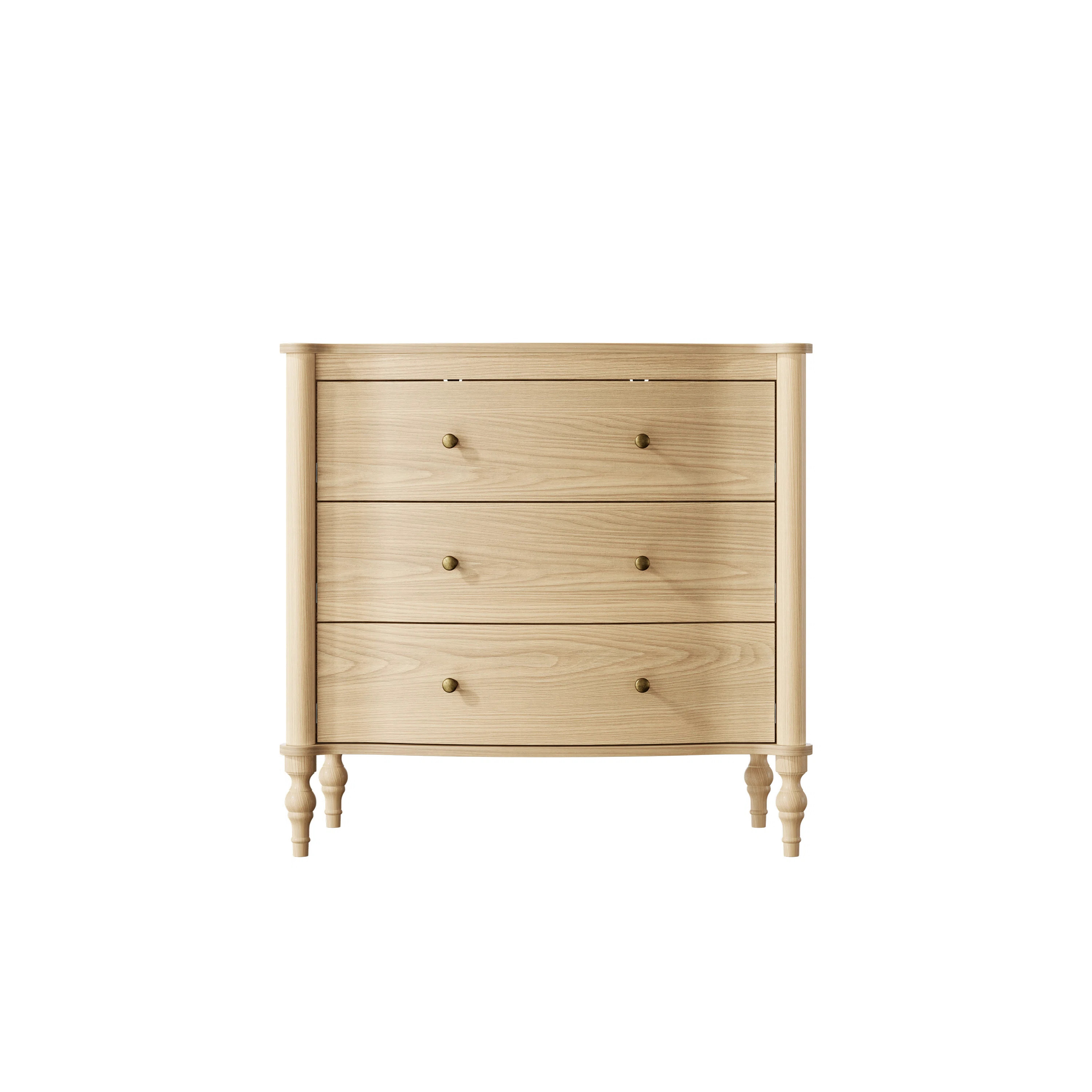 32.8'' W Vintage 3-Drawer Nightstand With Curved Front & Solid Wood Legs | Wayfair North America