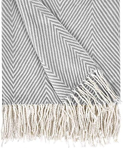 Herringbone Stripe Throw Blanket Decorative Soft Cashmere Blankets with Fringe 50 × 60 Inch Fuzz... | Amazon (US)