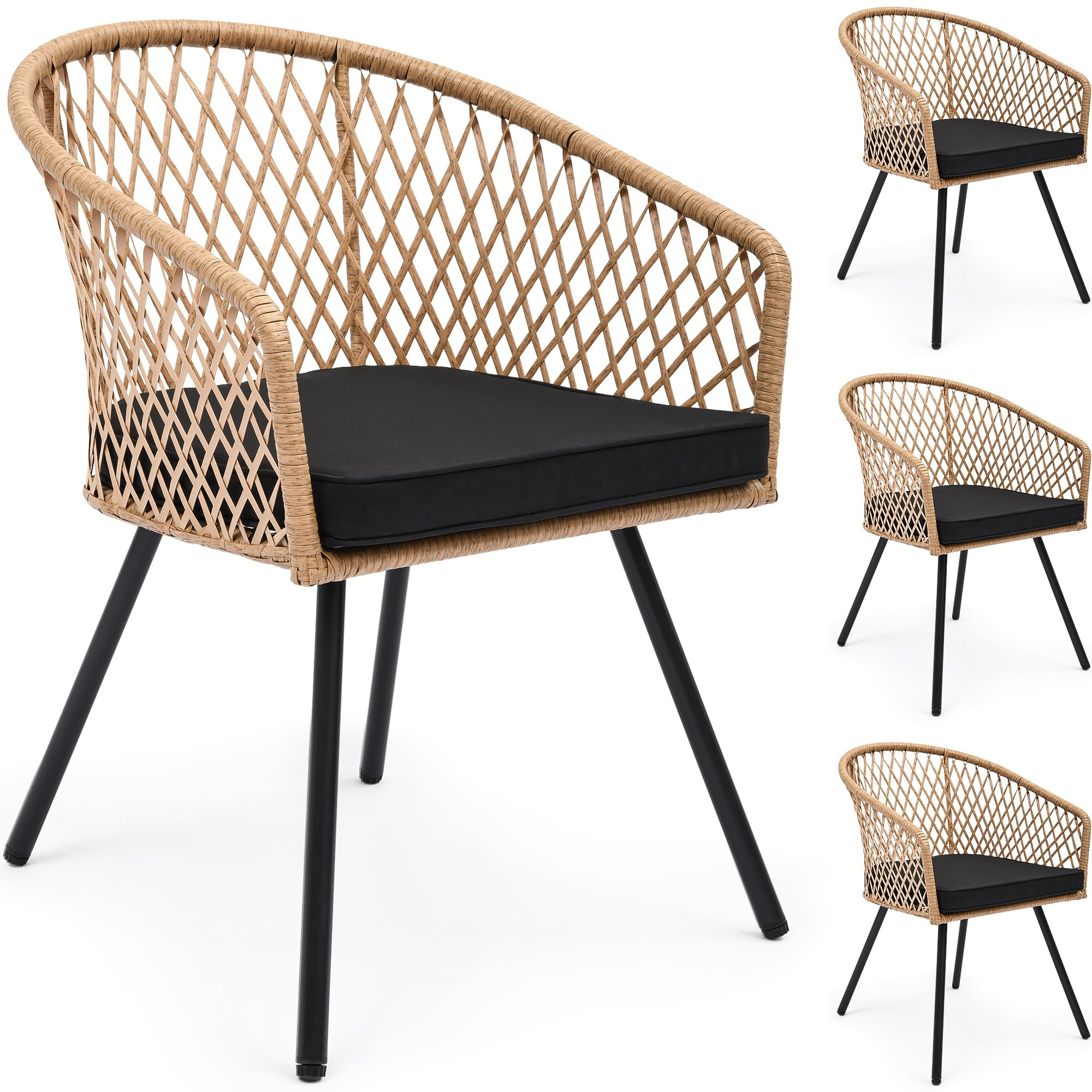 YITAHOME Patio Chairs Set of 4, Outdoor Patio Furniture Dining Chairs, All-Weather Rattan Convers... | Amazon (US)