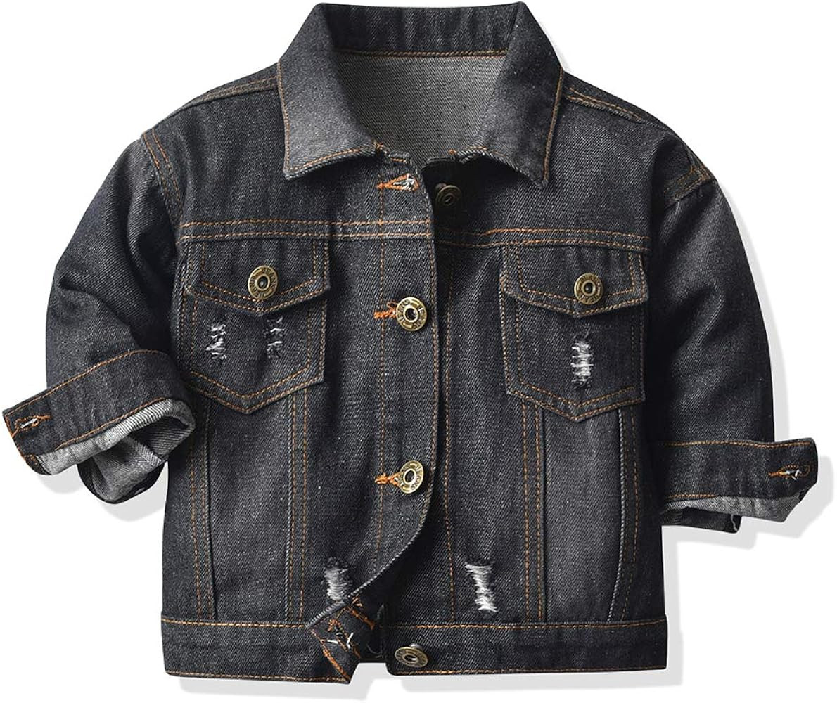 FAXSON Toddler Baby Denim Coats Buttons Down Ripped Jackets Outerwear for Kids Boys Girls | Amazon (US)