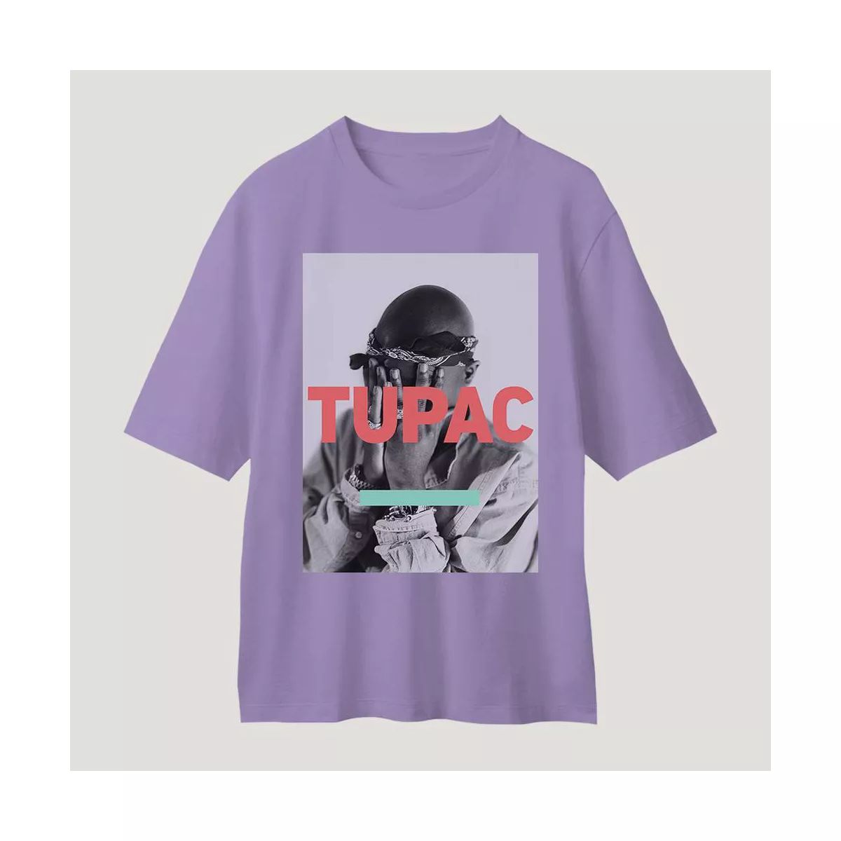 Women's Tupac Oversized Short Sleeve Graphic T-Shirt - Purple | Target