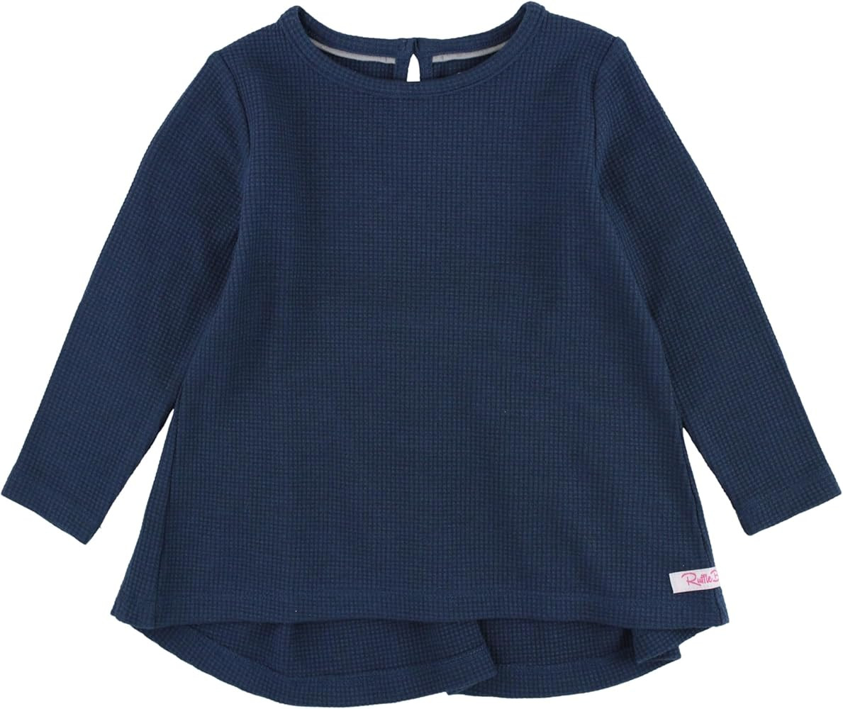 RuffleButts® Baby/Toddler Girls Long Sleeve High Low Top w/Bow | Amazon (US)