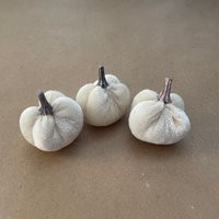 3 Small Creamy White Velvet Pumpkins - Table Topper, Garlands, Wreaths, Halloween, Thanksgiving, Fal | Etsy (US)