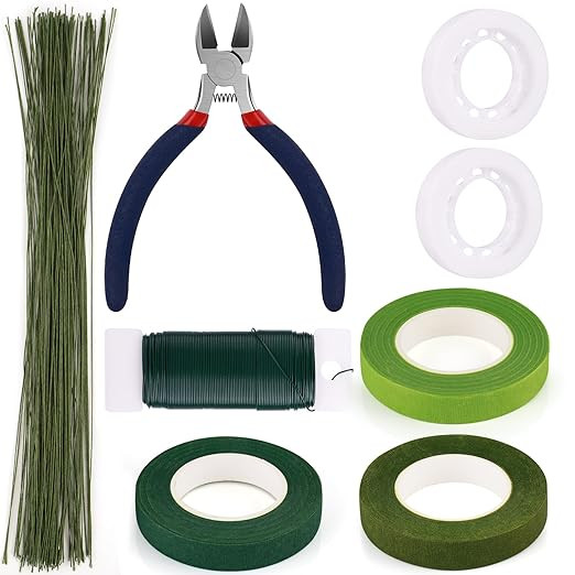 GLAMFIELDS Floral Arrangement Kit with Cutter, 5 Rolls 1/2" Wide Floral Tapes, 100 pcs 26 Gauge F... | Amazon (US)