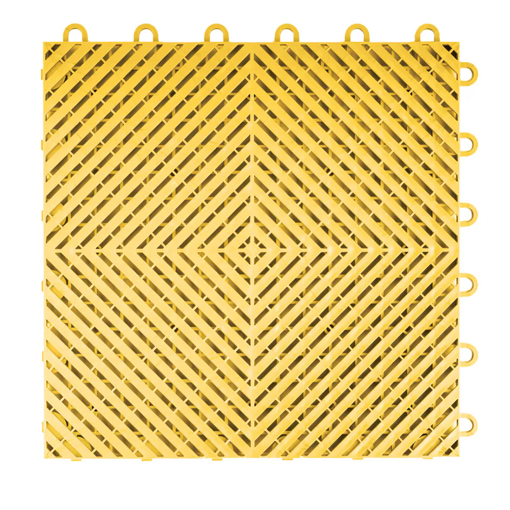 Swisstrax 12-in x 12-in Vented Polypropylene Garage Floor Tile ( 10-sq ft ) 10 -Pack in Yellow | HOME-RSH-CY-10PK | Lowe's