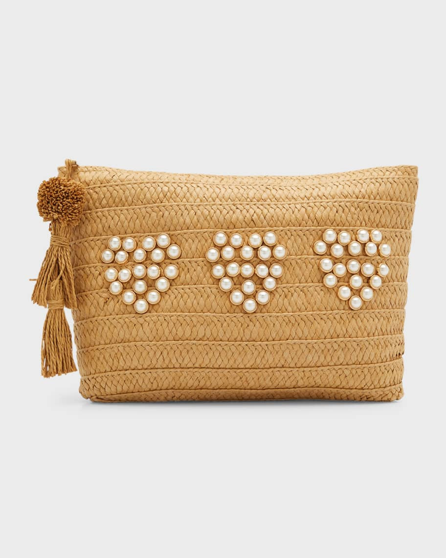 3 Heart Straw Clutch Bag | Neiman Marcus