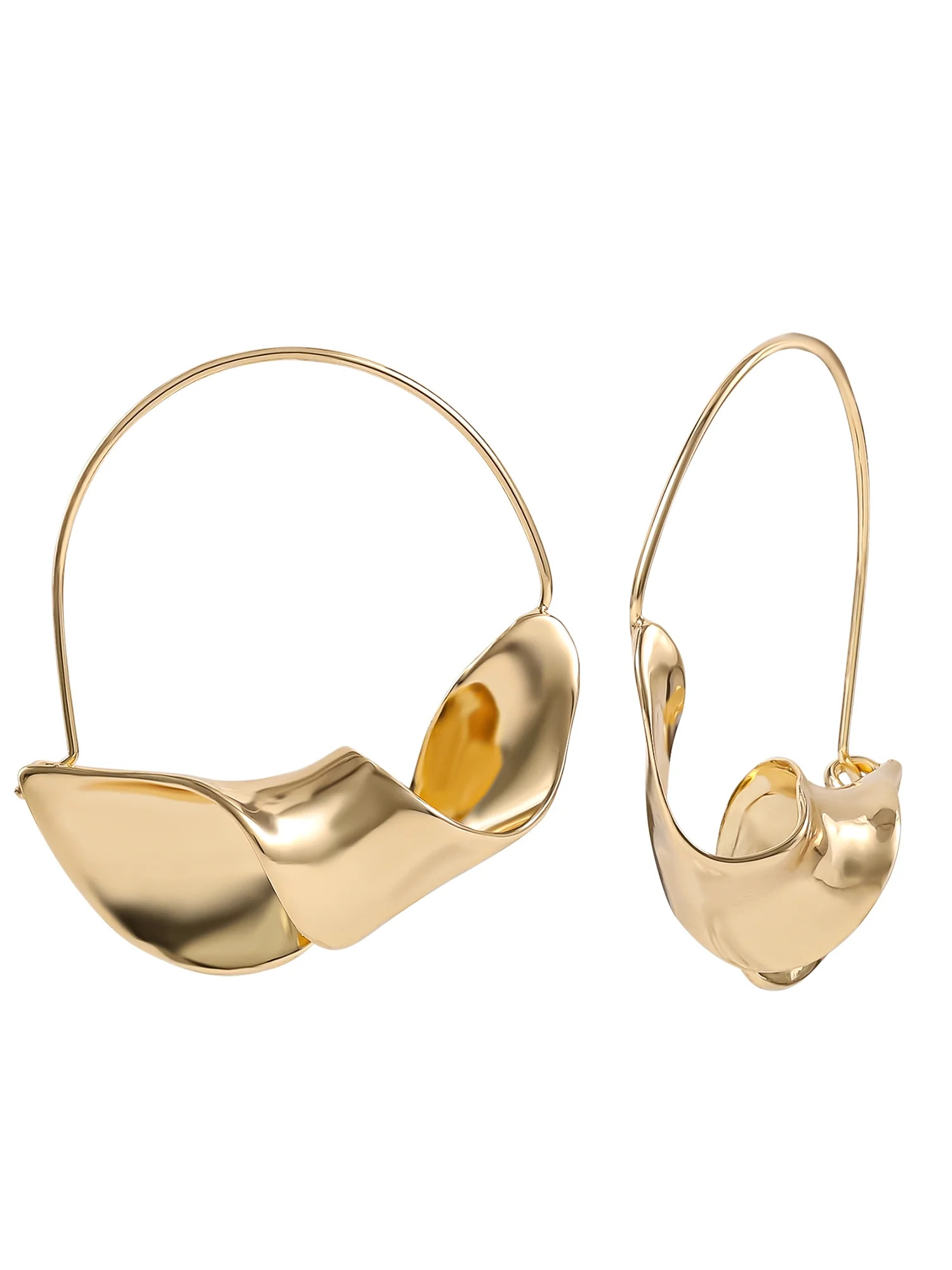 Scoop Womens 14KT Gold Flash Plated Brass Twisted Wire Hoop Earrings | Walmart (US)