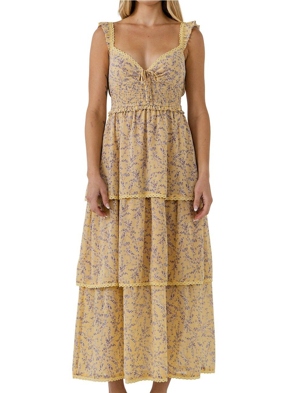Endless Rose Floral Lace Trim Detail Maxi Dress | Saks Fifth Avenue