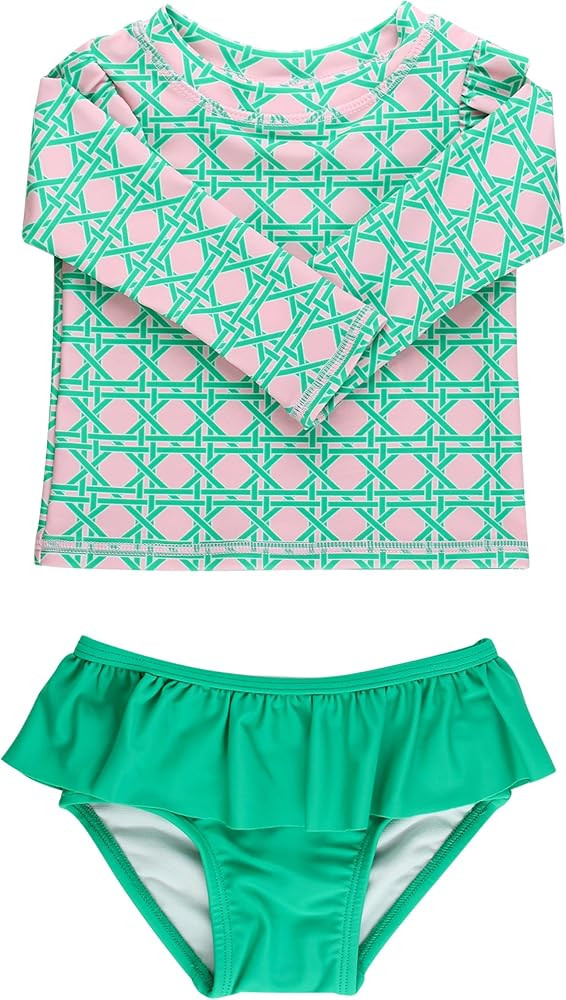 RuffleButts Baby Girls Modern Skirted Rash Guard Bikini - UPF 50+ Sun Protection Swimsuit | Amazon (US)