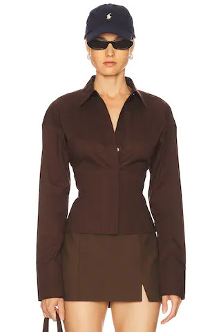 L'Academie by Marianna Elsie Shirt in Chocolate Brown from Revolve.com | Revolve Clothing (Global)