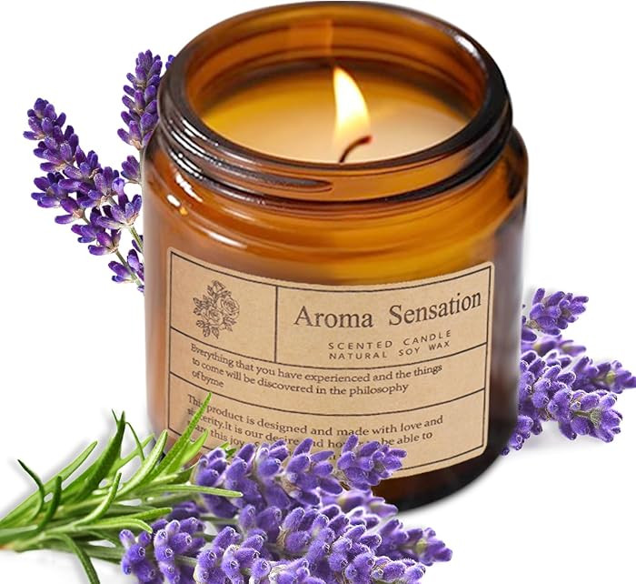 Organic Lavender Candles - Non Toxic Soy Candles for Home, Stress Relief & Meditation (7oz) | Amazon (US)
