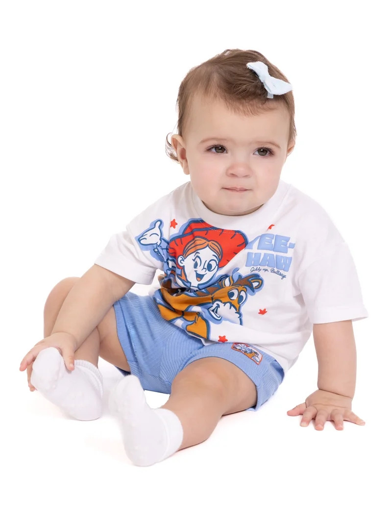 Toy Story Baby Girls Short Sleeve Graphic Tee and Matching Bike Shorts Set, 2-Piece, Sizes 0/3M-2... | Walmart (US)