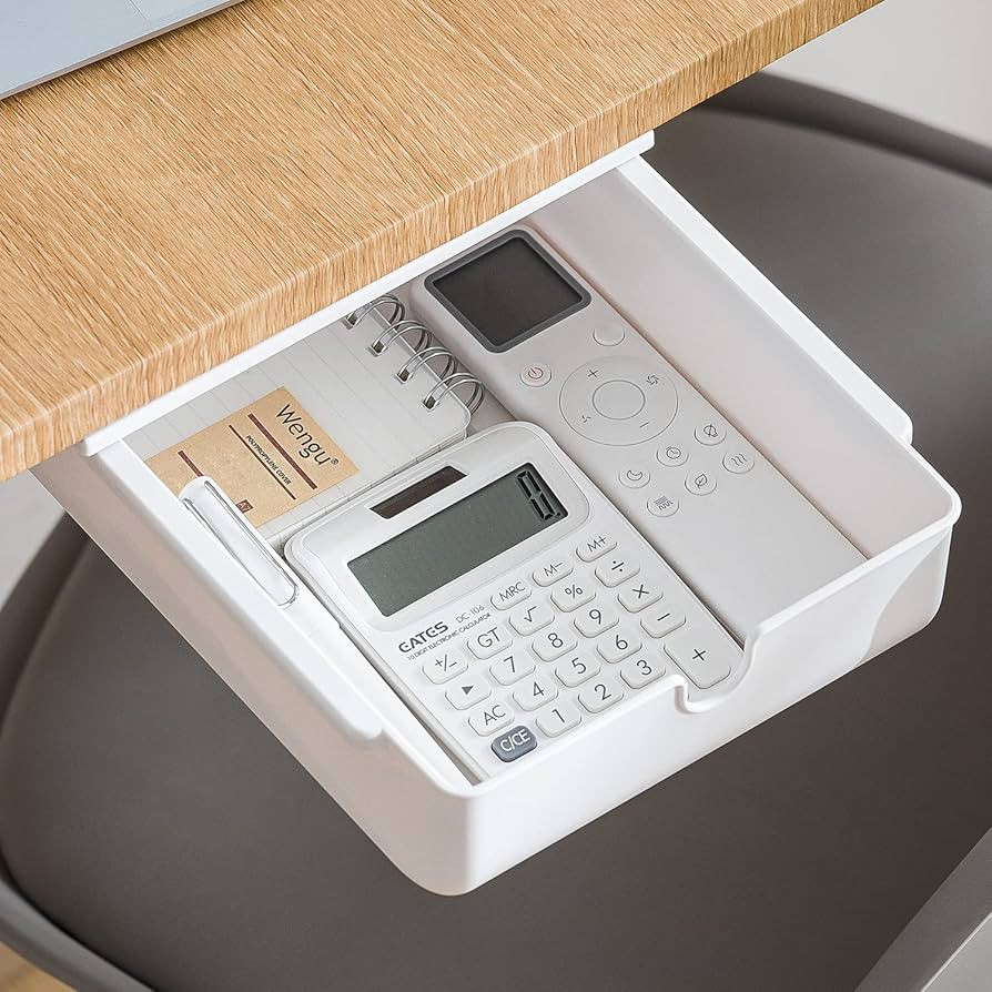 Under Desk Drawer Self-Adhesive Hidden Desktop Organizer, Attachable Desk Drawer Slide Out, Table... | Amazon (US)