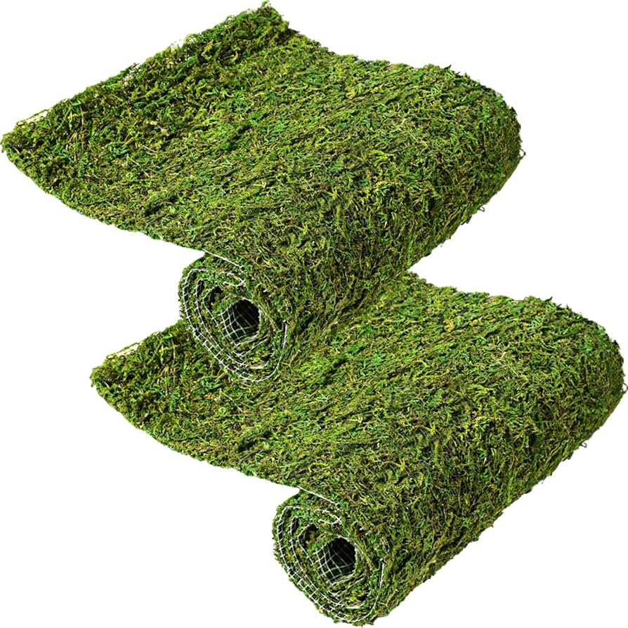 Jutom 2 Rolls Dried Moss Table Runner 12 x 40 Inch Preserved Sheet Moss Mat Artificial Green for ... | Amazon (US)
