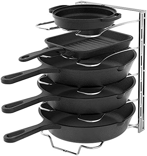 SimpleHouseware 5 Adjustable Pot and Pan Organizer Rack, Chrome | Amazon (US)