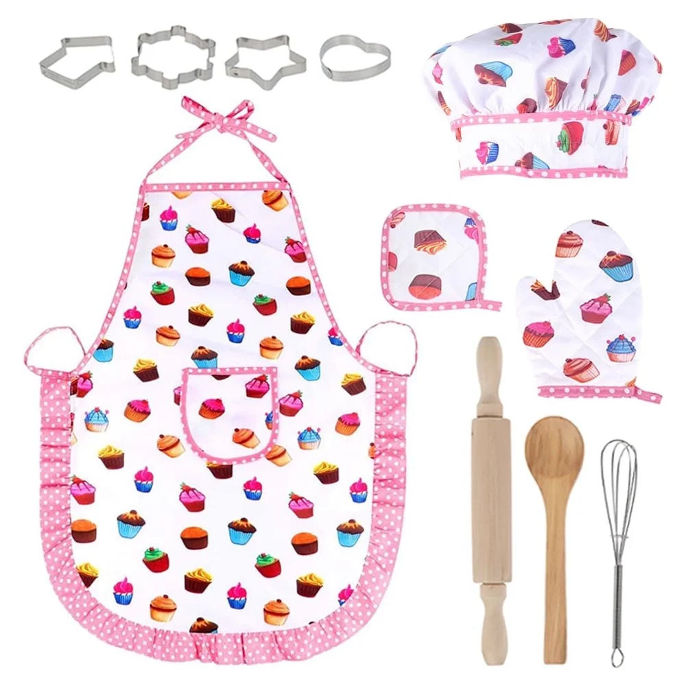 ODOMY Cooking and Baking Set,Kids Chef Set, Apron for Little Girls, Kids Age 3-10, Multicolor | Walmart (US)