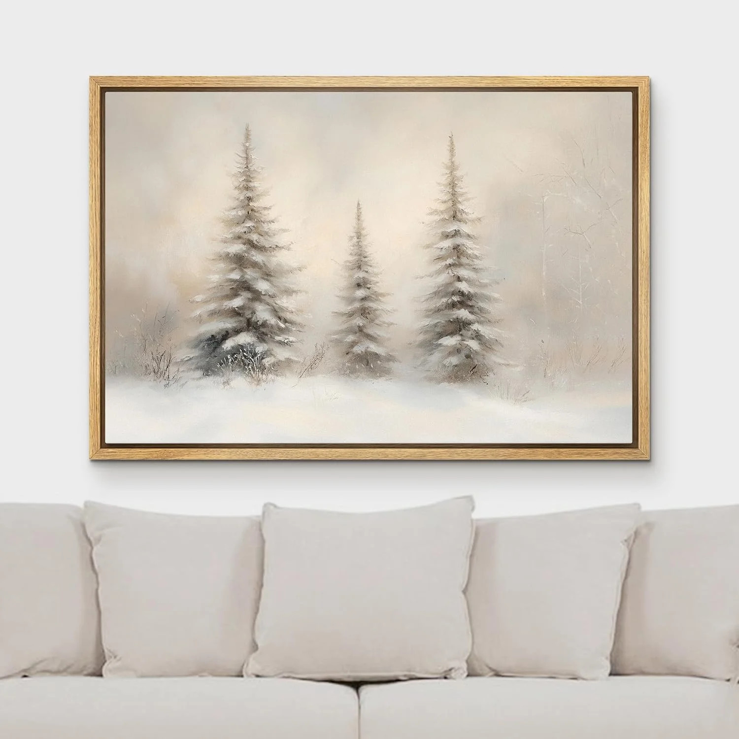 IDEA4WALL Framed Canvas Art Wall Decor Snow-Covered Pine Trees Tranquil Winter Forest Scene Antiq... | Walmart (US)