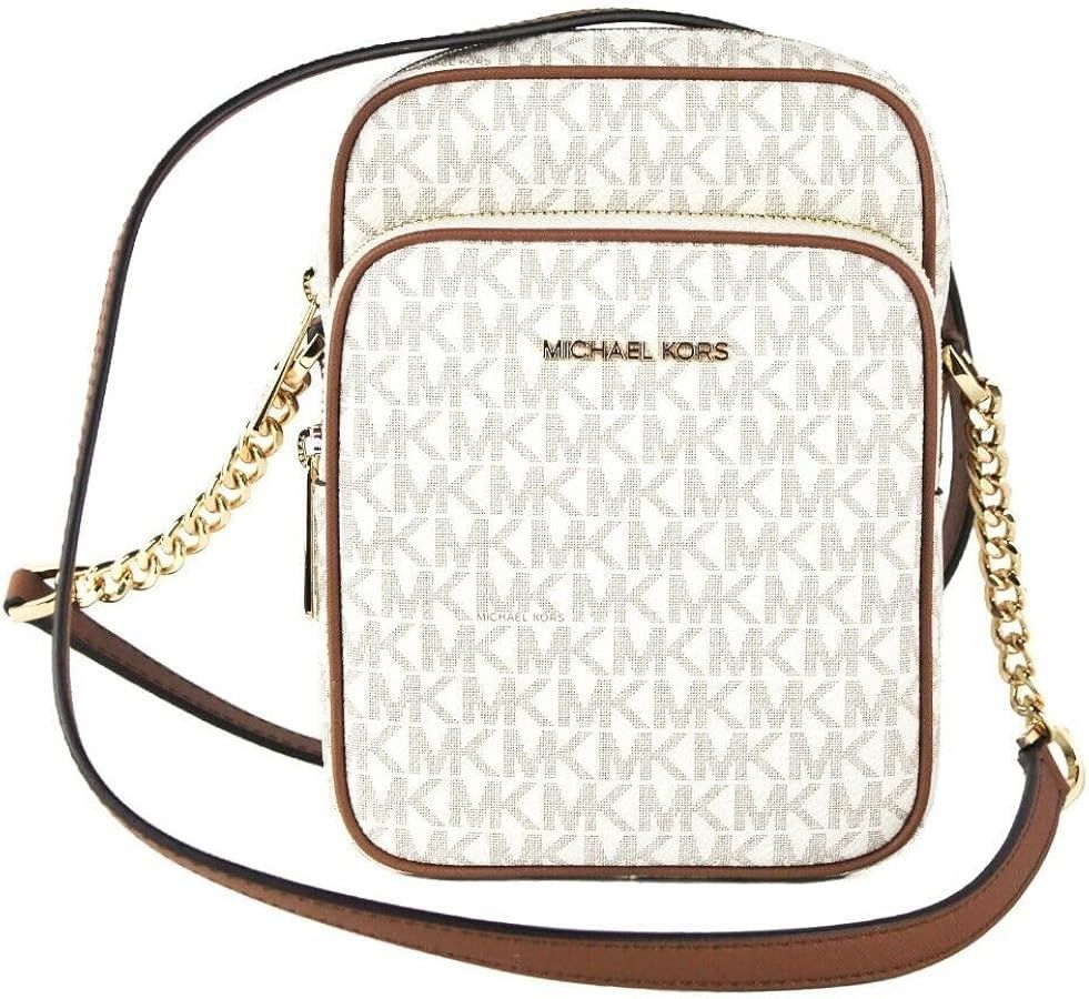 Michael Kors Jet Set Travel Signature PVC Medium Logo Chain Crossbody Flight Bag | Amazon (US)