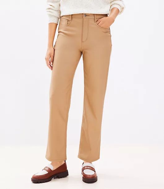 Loft Petite Five Pocket Straight Pants in Faux Leather | LOFT