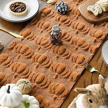 Artoid Mode Caramel Soft Plush Faux Fur Jacquard Pumpkins Fall Table Runner, Seasonal Autumn Kitc... | Amazon (US)