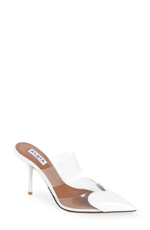 Alaïa High Love Heart Pointed Toe Mule in Blanc Optique at Nordstrom, Size 6Us | Nordstrom