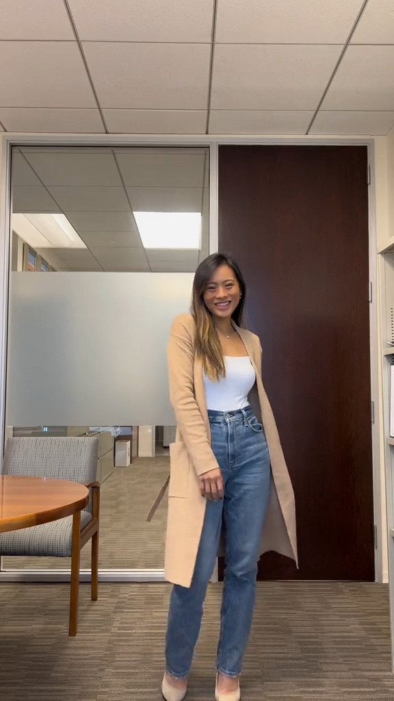 Casual Friday, work outfit, casual outfit, smart casual, duster cardigan, spring outfit, jeans, straight jeans 

#LTKunder100